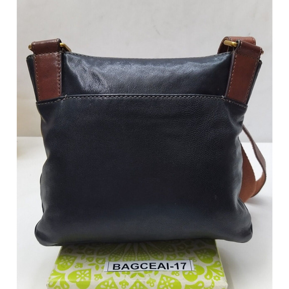 Fossil Black Pebbled Leather Zipper Pockets Crossbody Bag - Picture 2 of 16